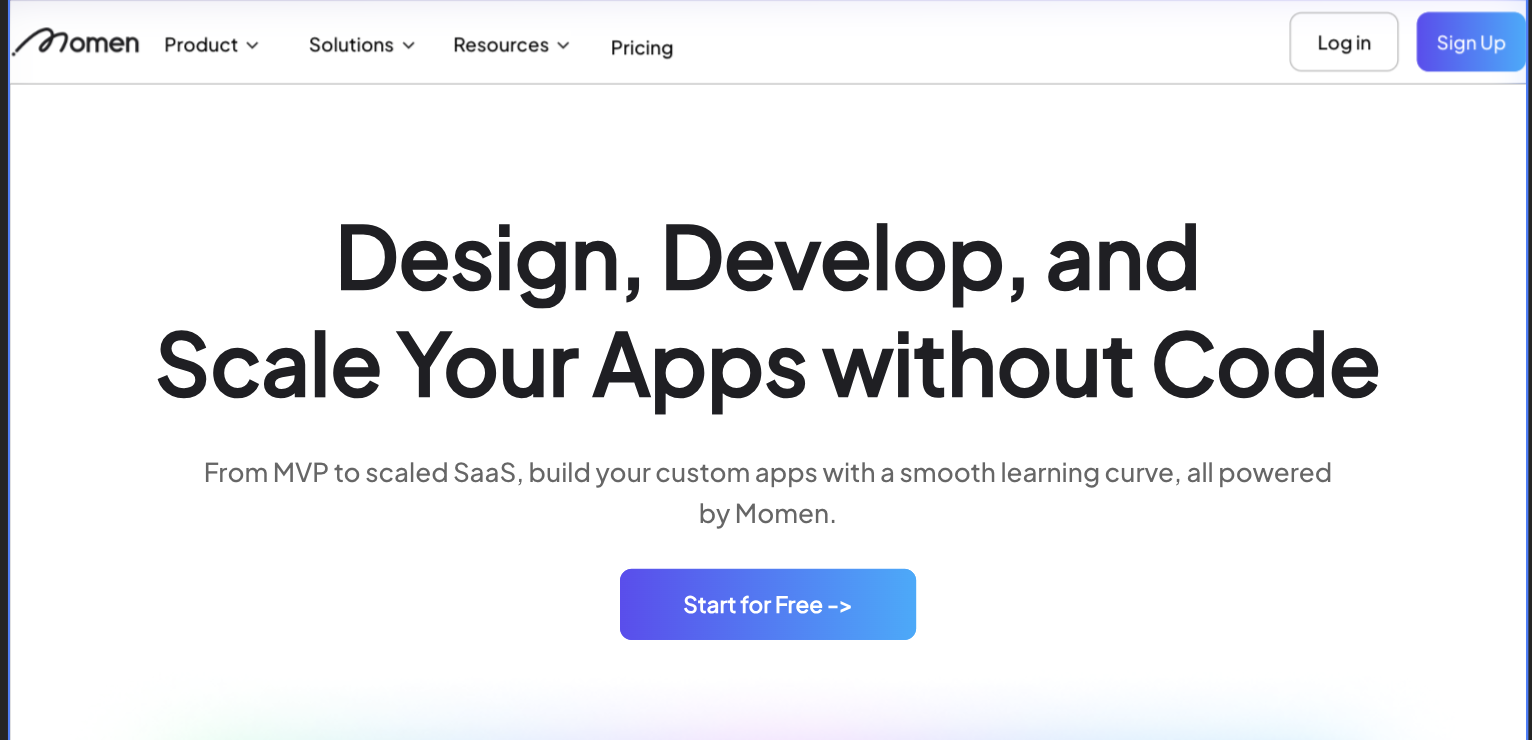Homepage of a SaaS website