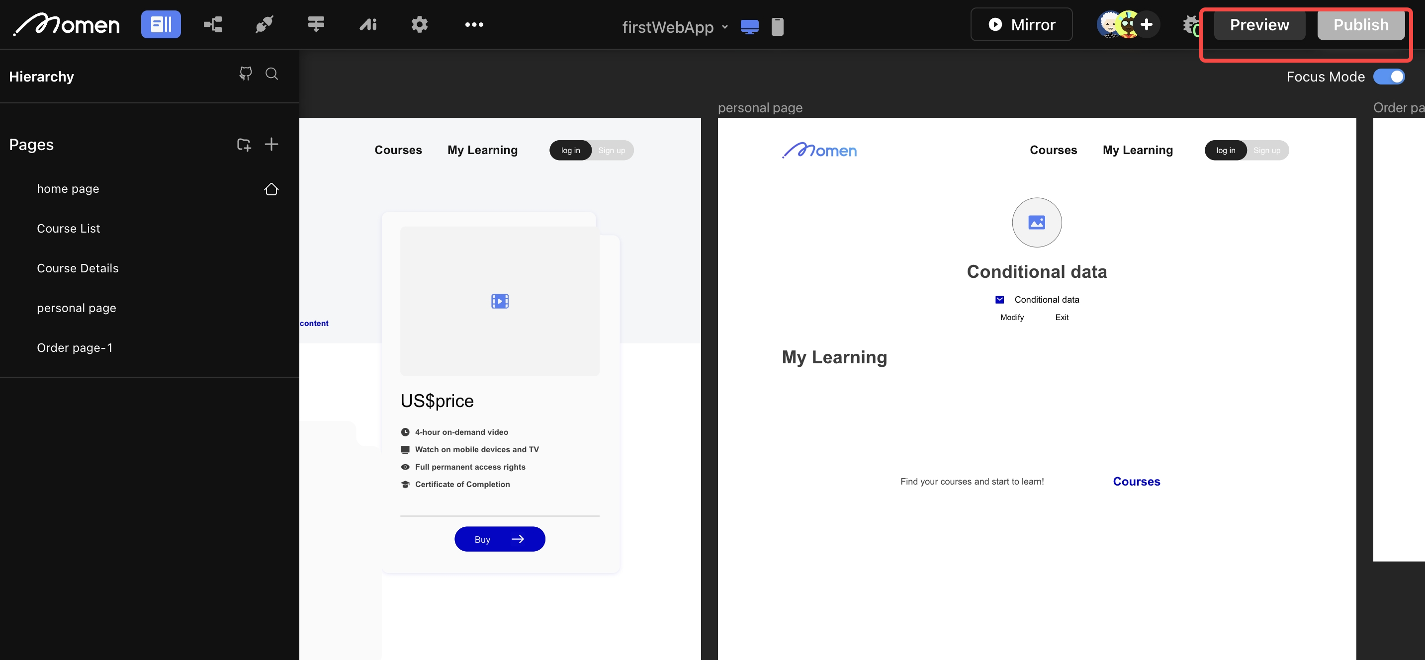 Preview and publish example