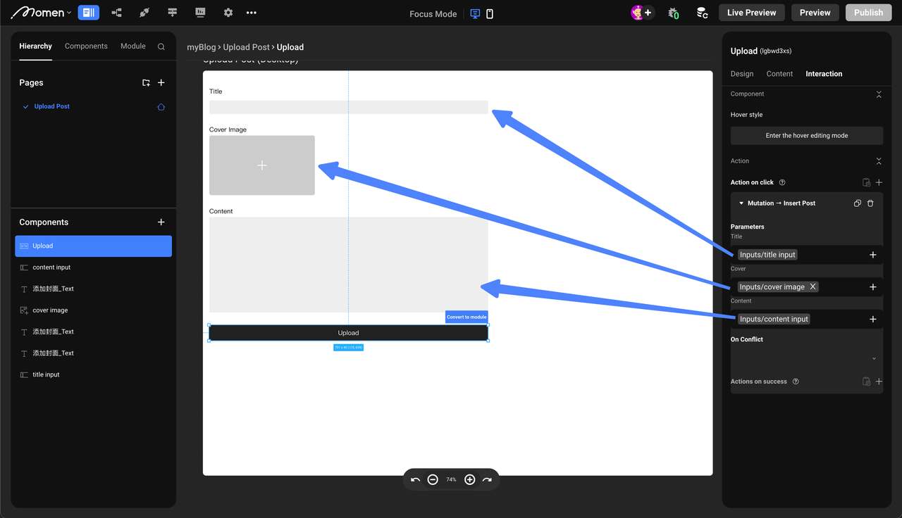 Bind parameters