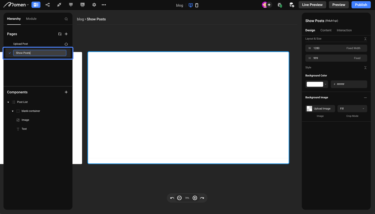 Create show posts page