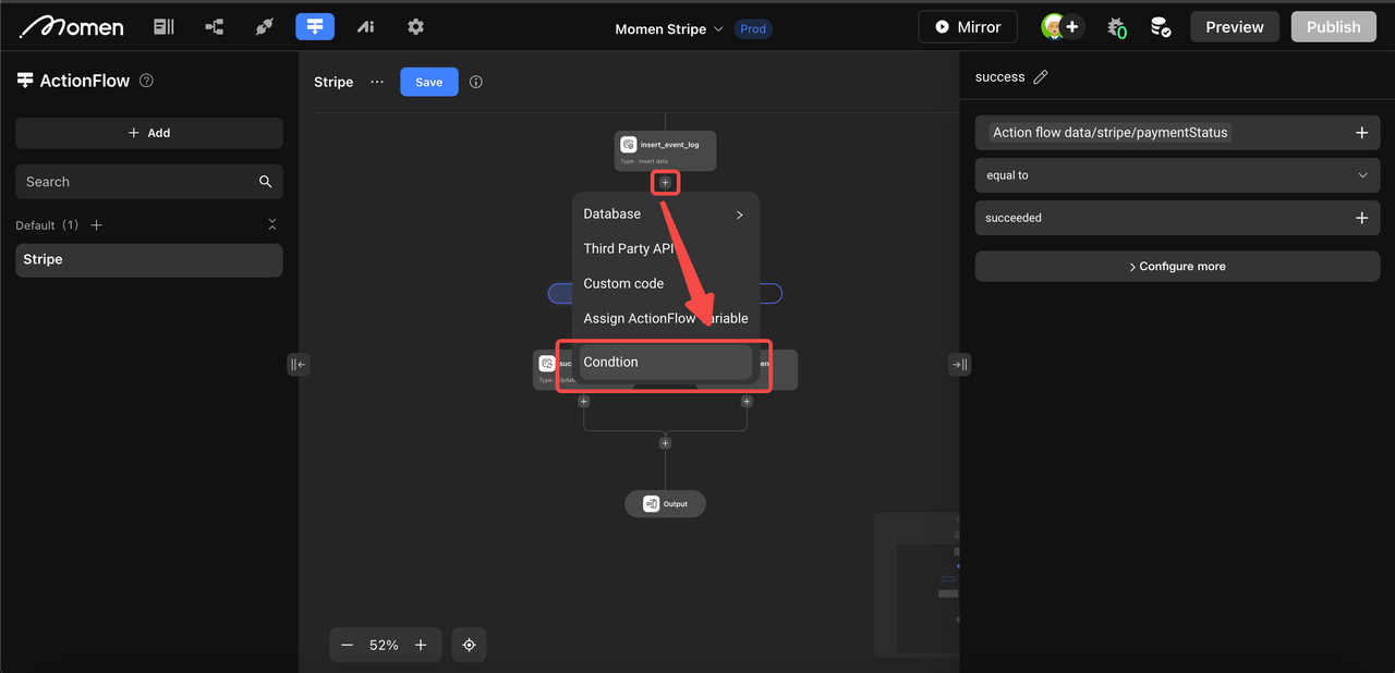 Configure order update condition