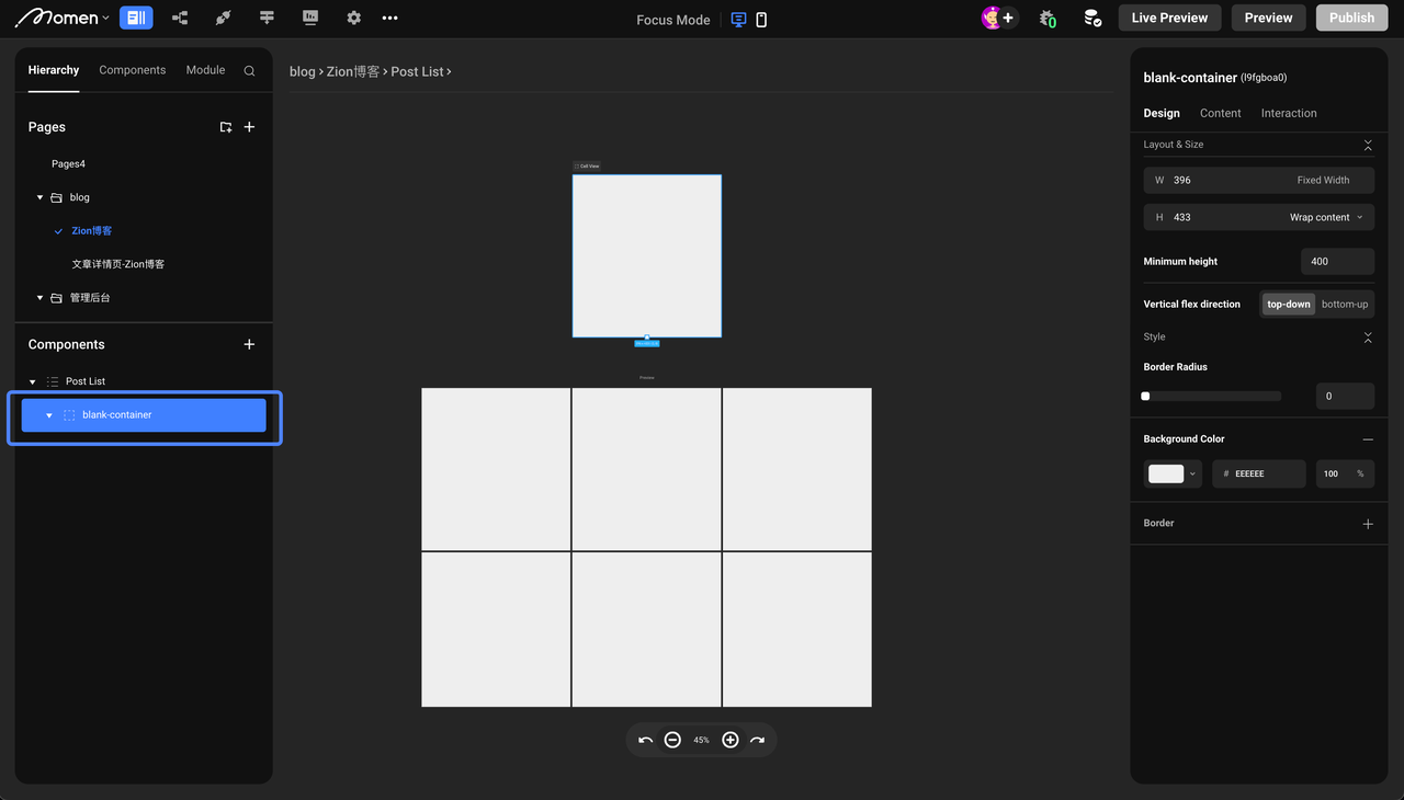Select blank container