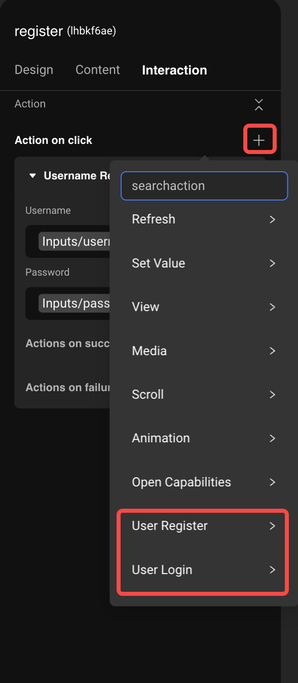 Add registration action