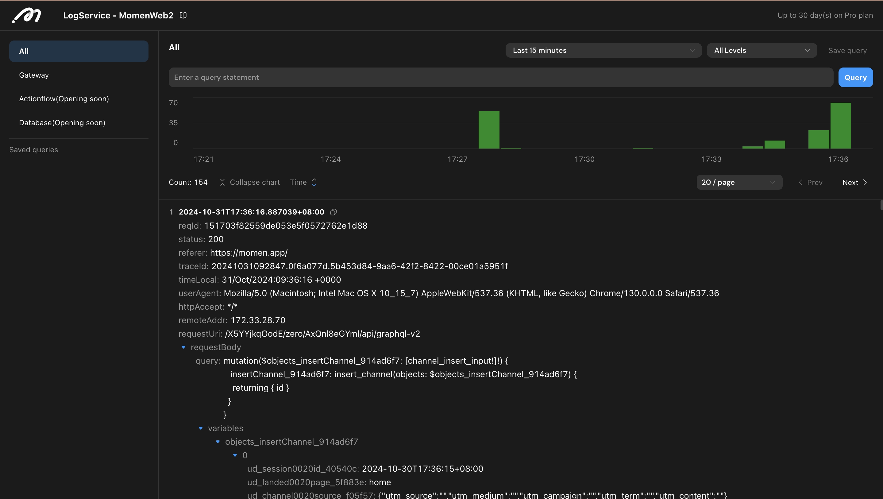 Log viewing features