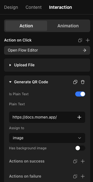 QR code configuration interface.