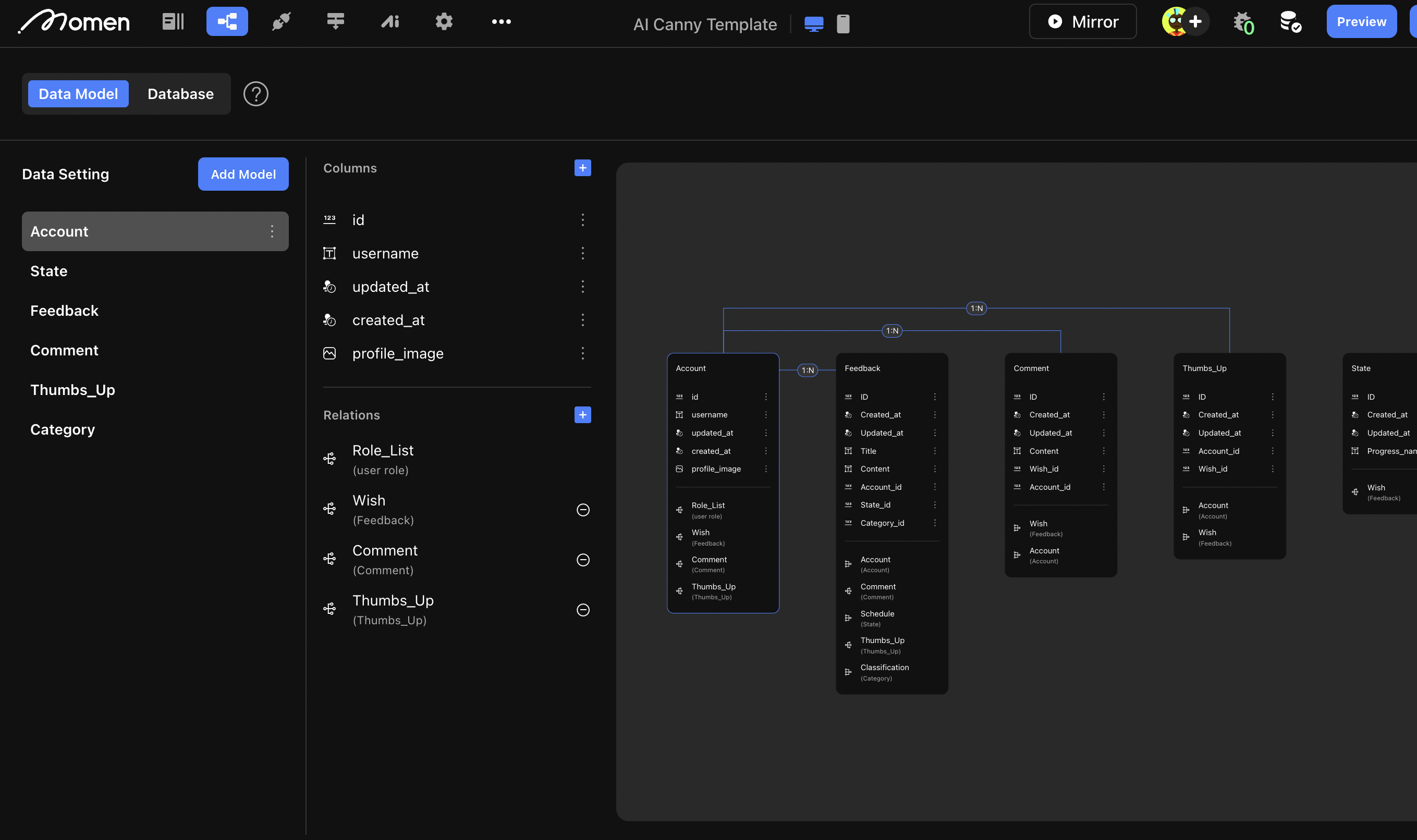 Data model configuration