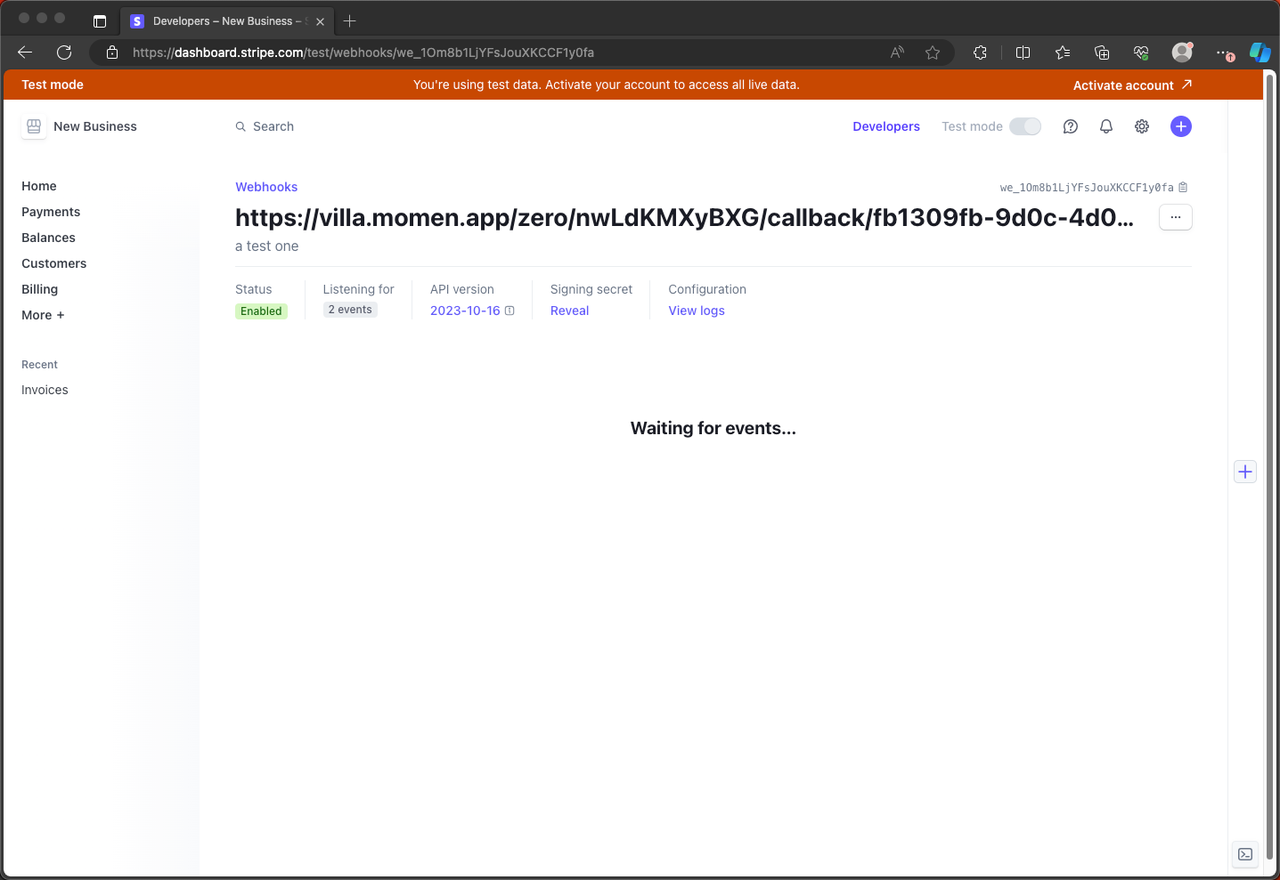 Webhook event details