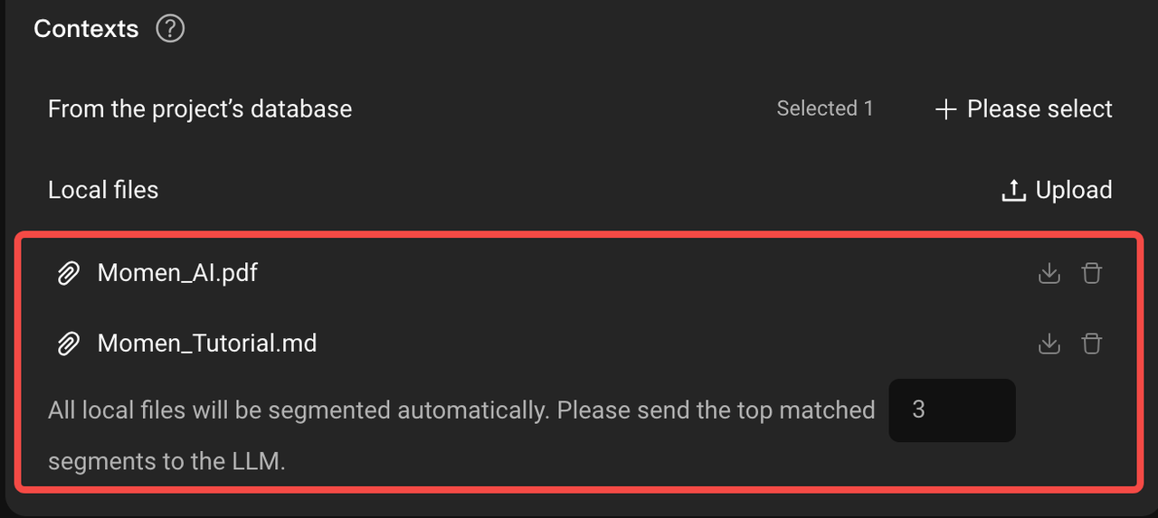 Upload local file to Momen AI