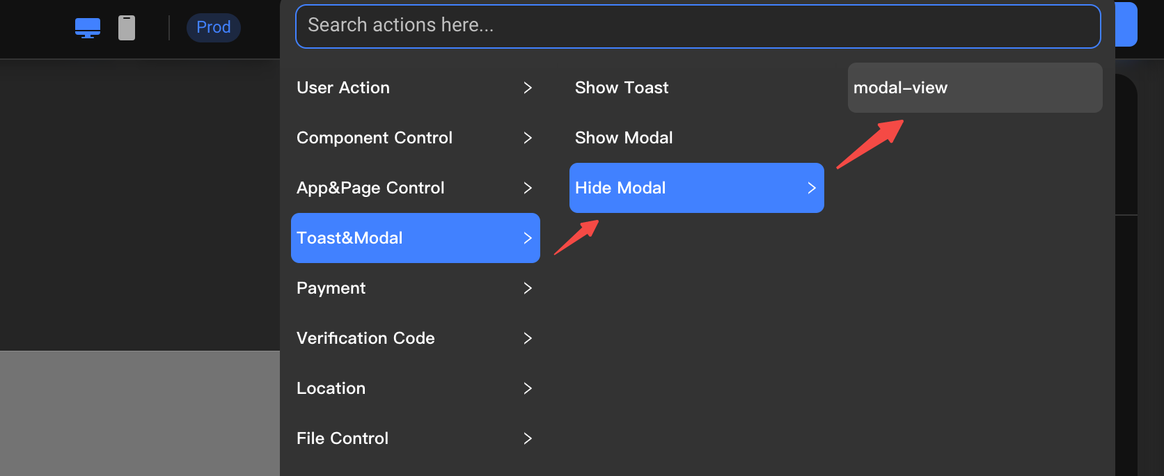 Path to the modal-view component.