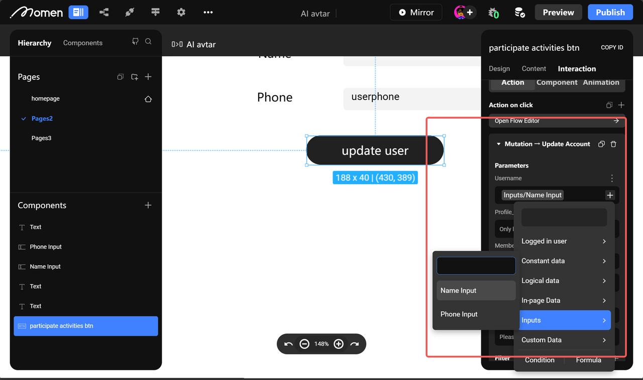 Select the type of input content.