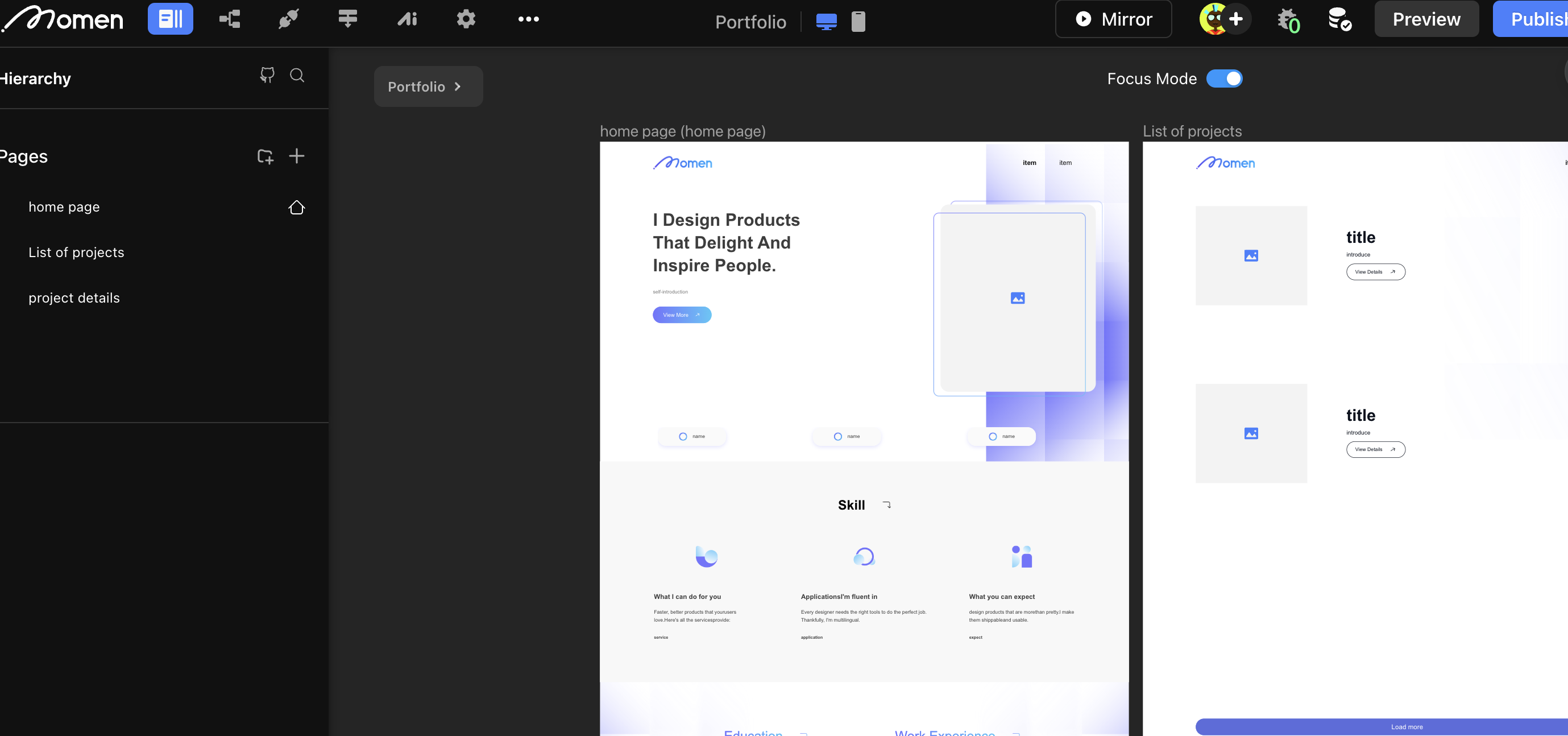 Preview and publish example