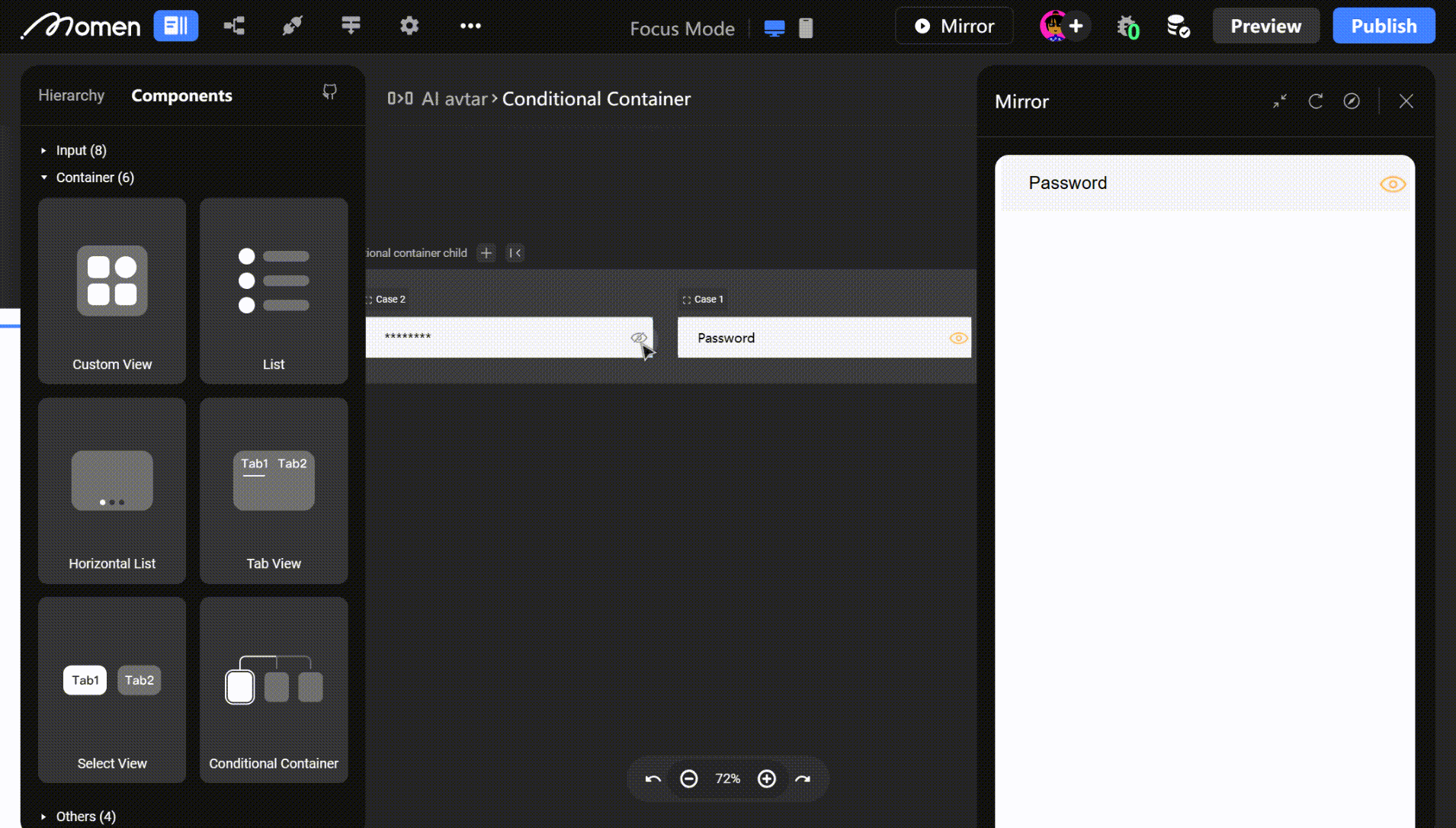 Toggle password visibility with Conditional View