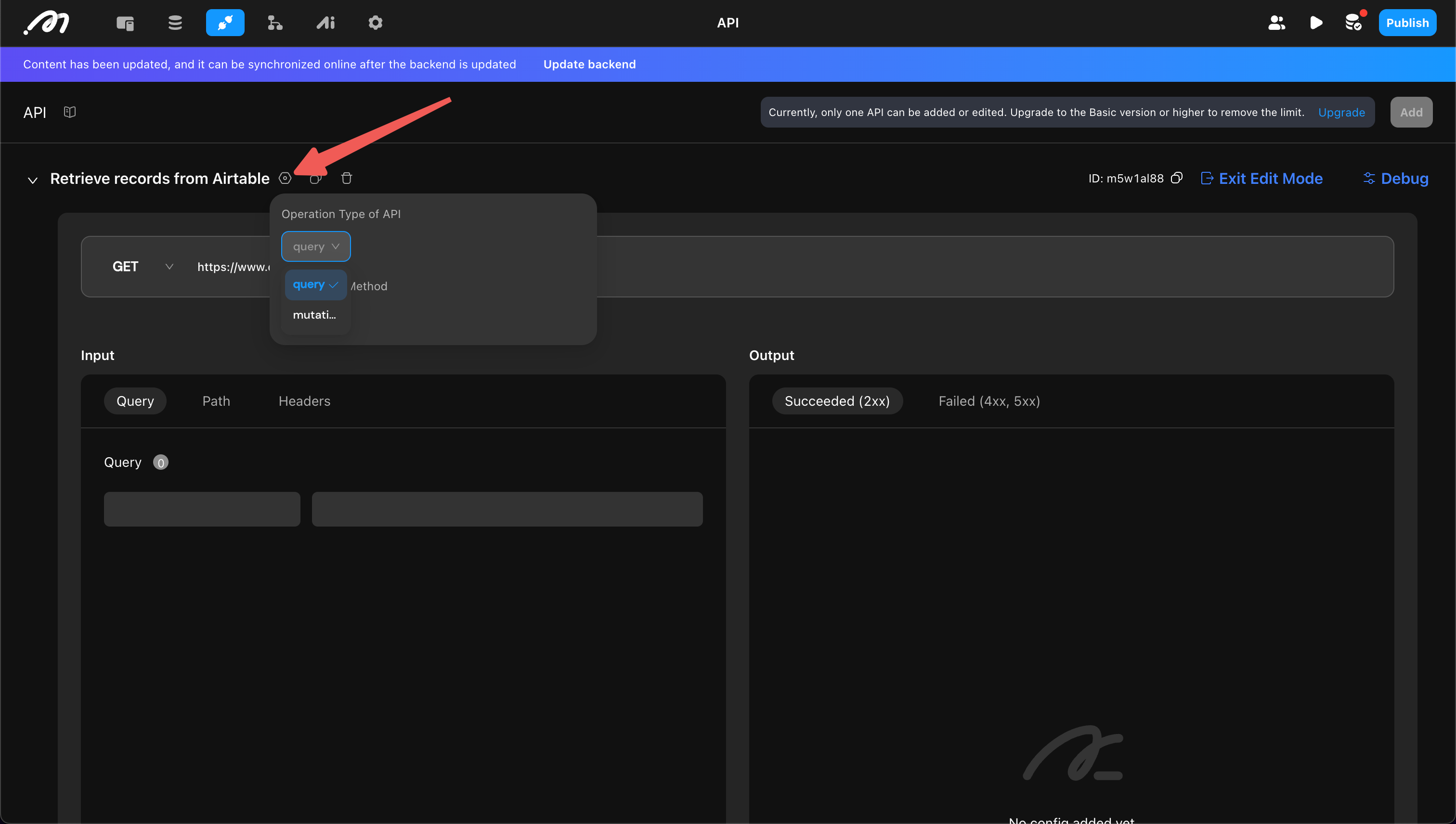 Select operation type