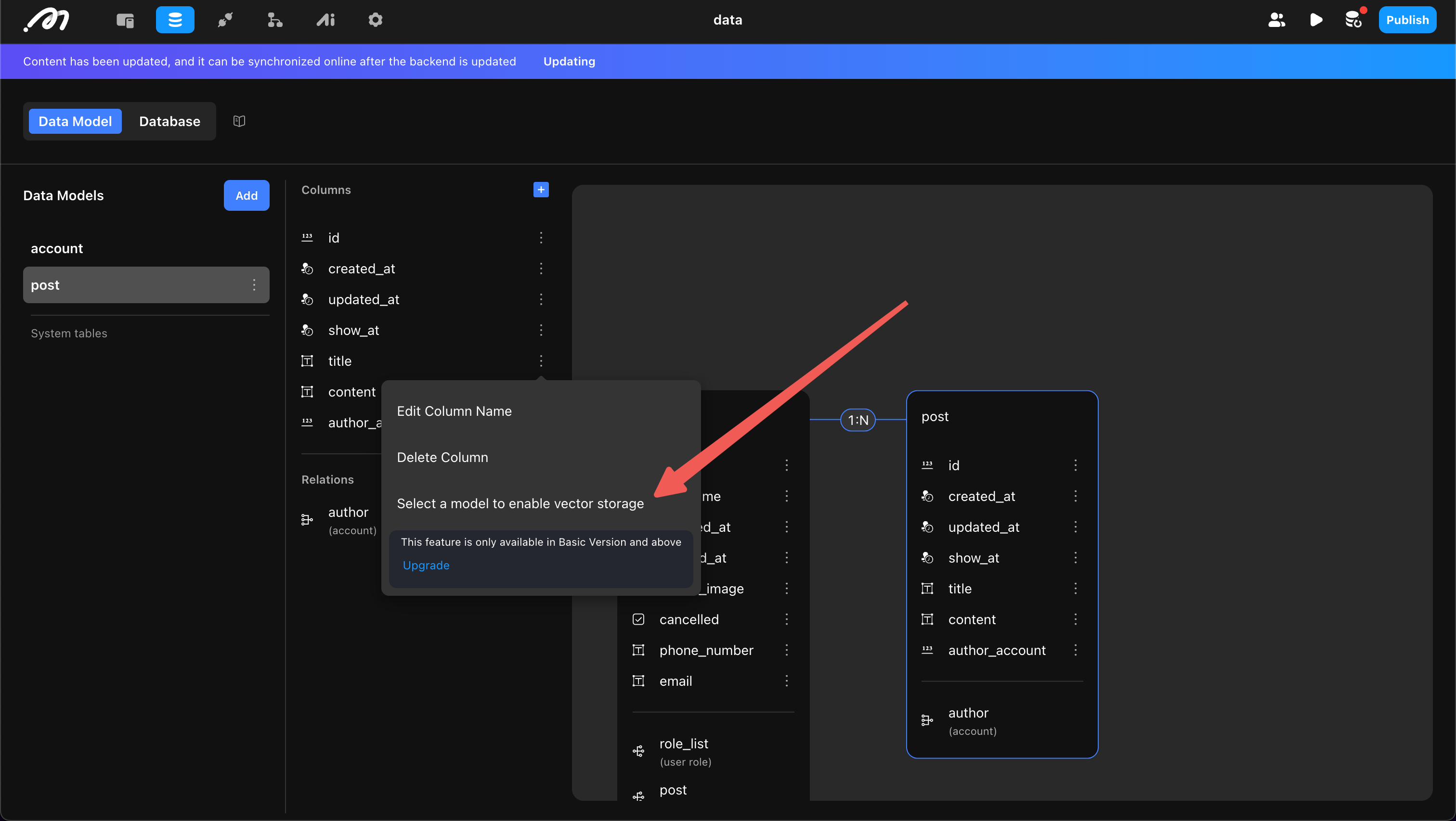Enable vector storage for text field