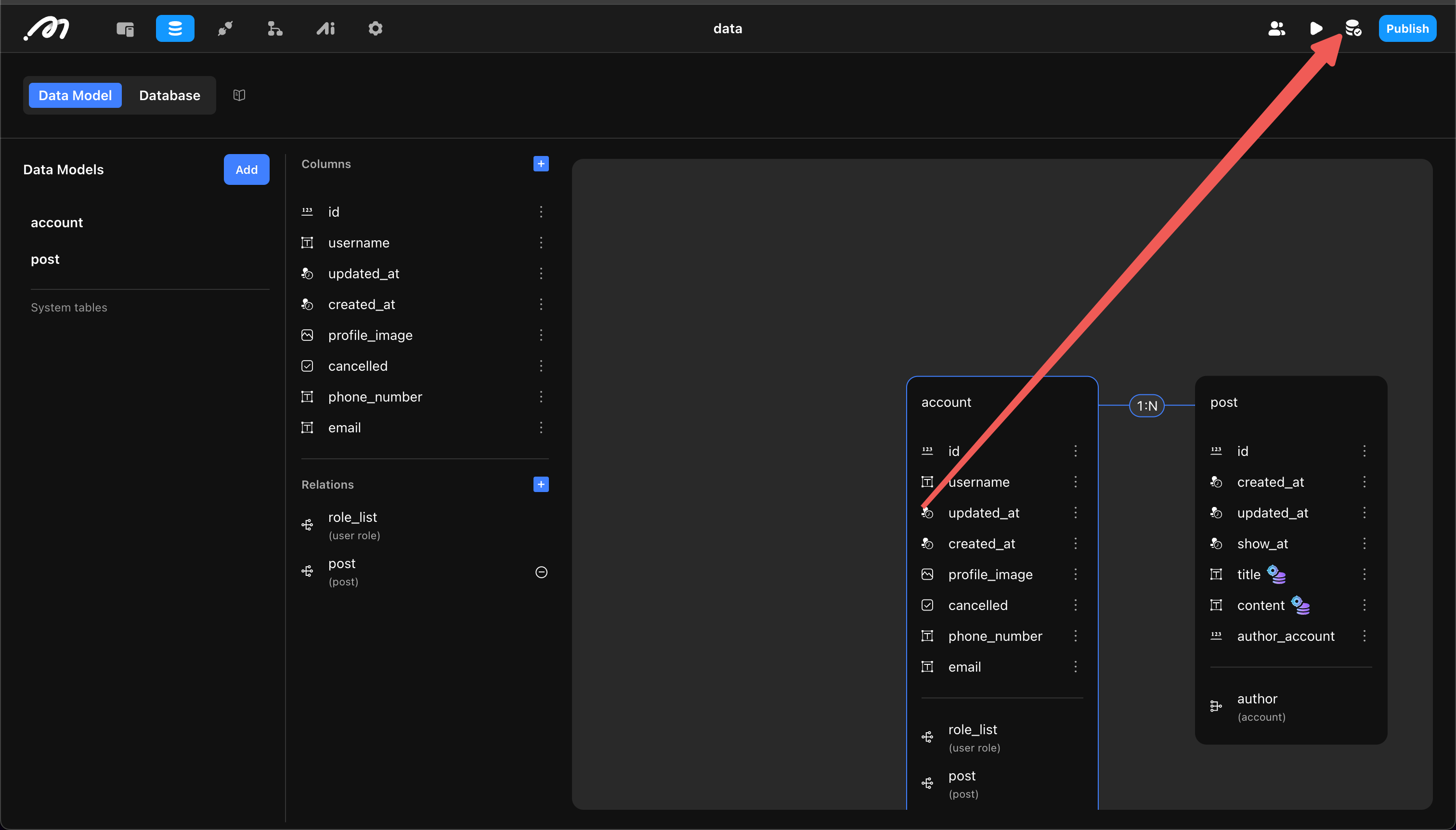 Backend update for table changes