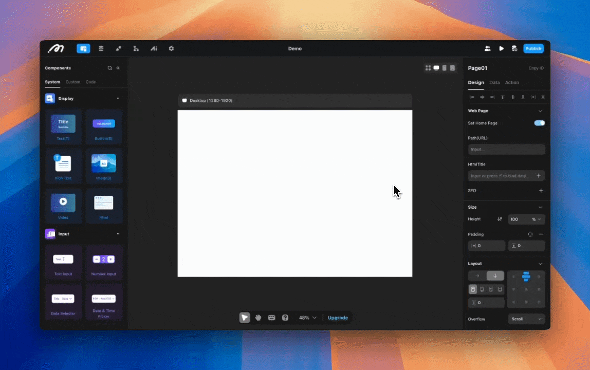 Double-click to add component