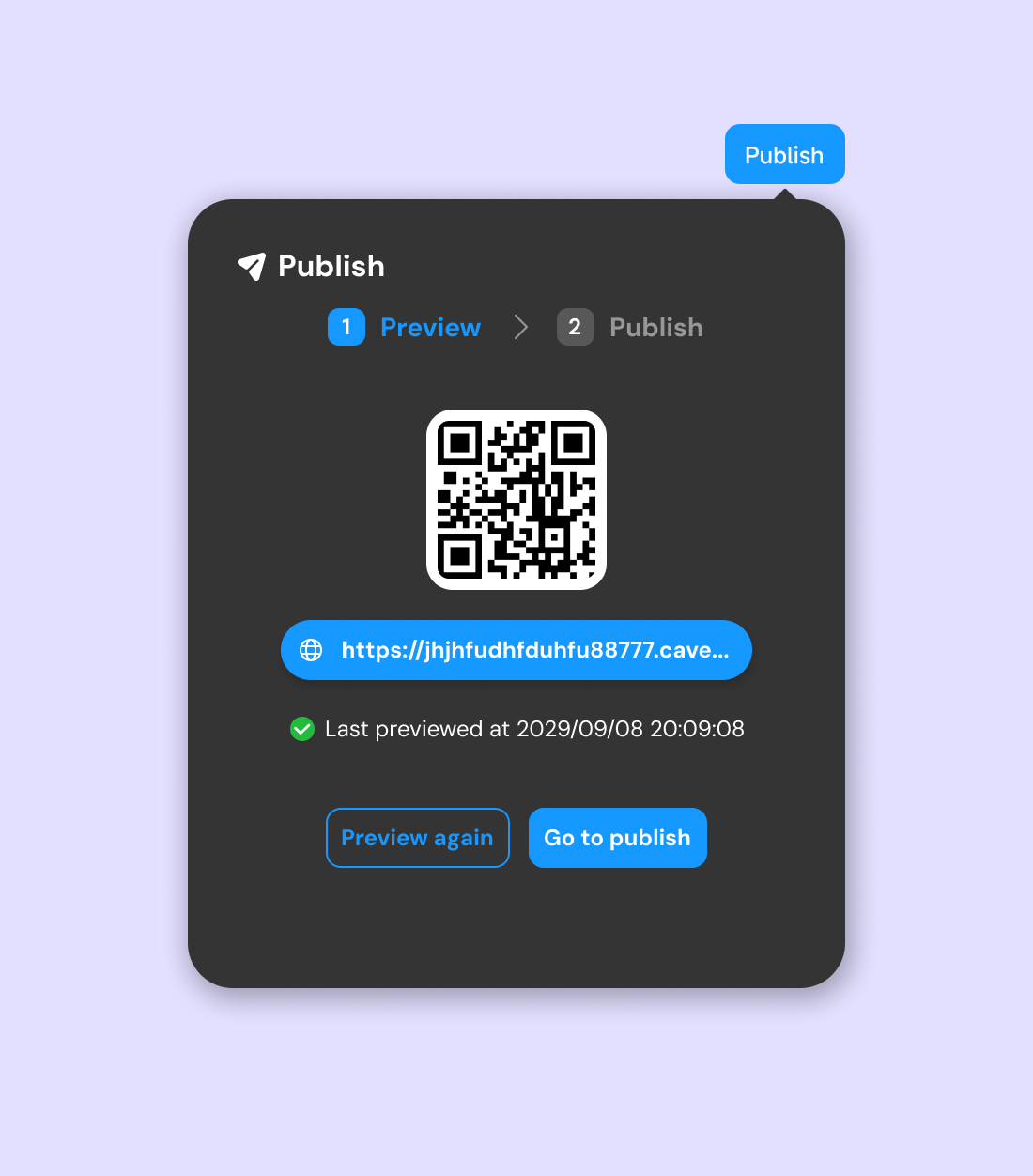 Publish successful confirmation