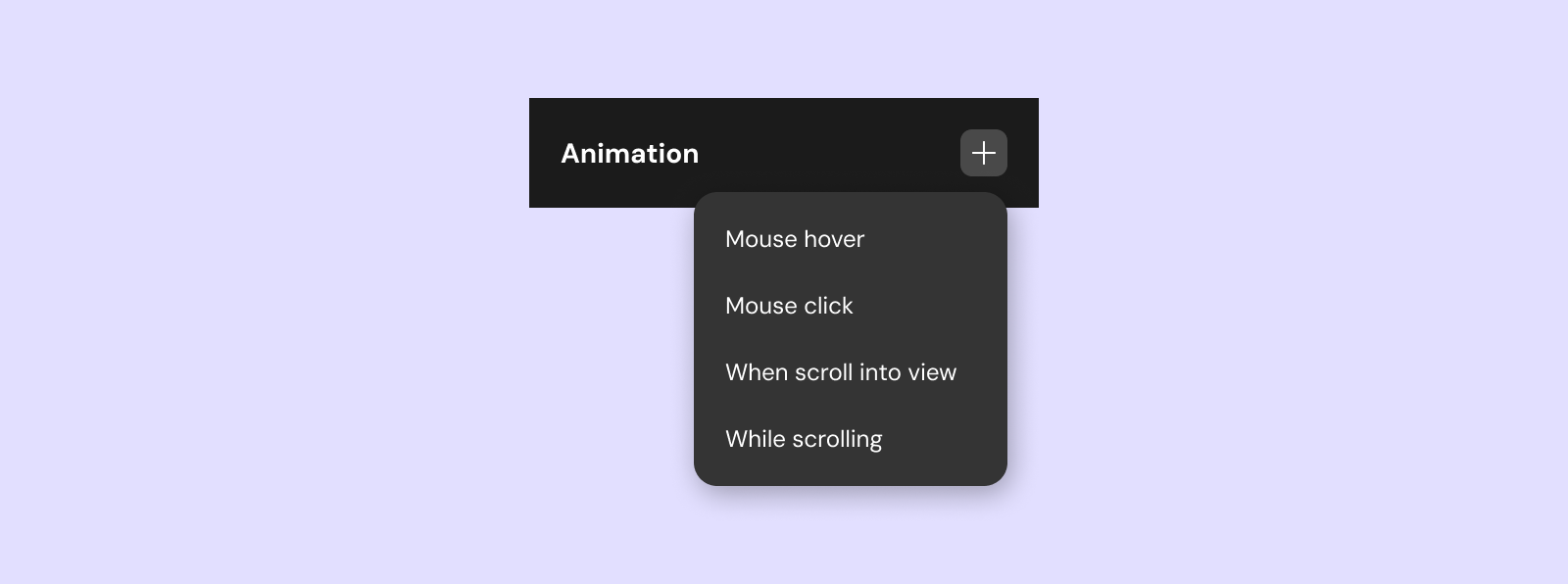 Animation configuration section