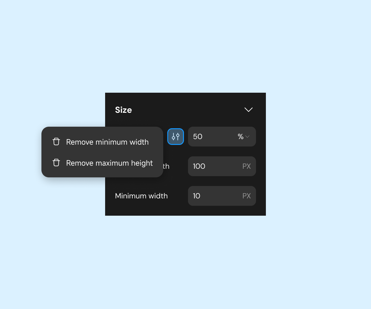 Remove size constraints