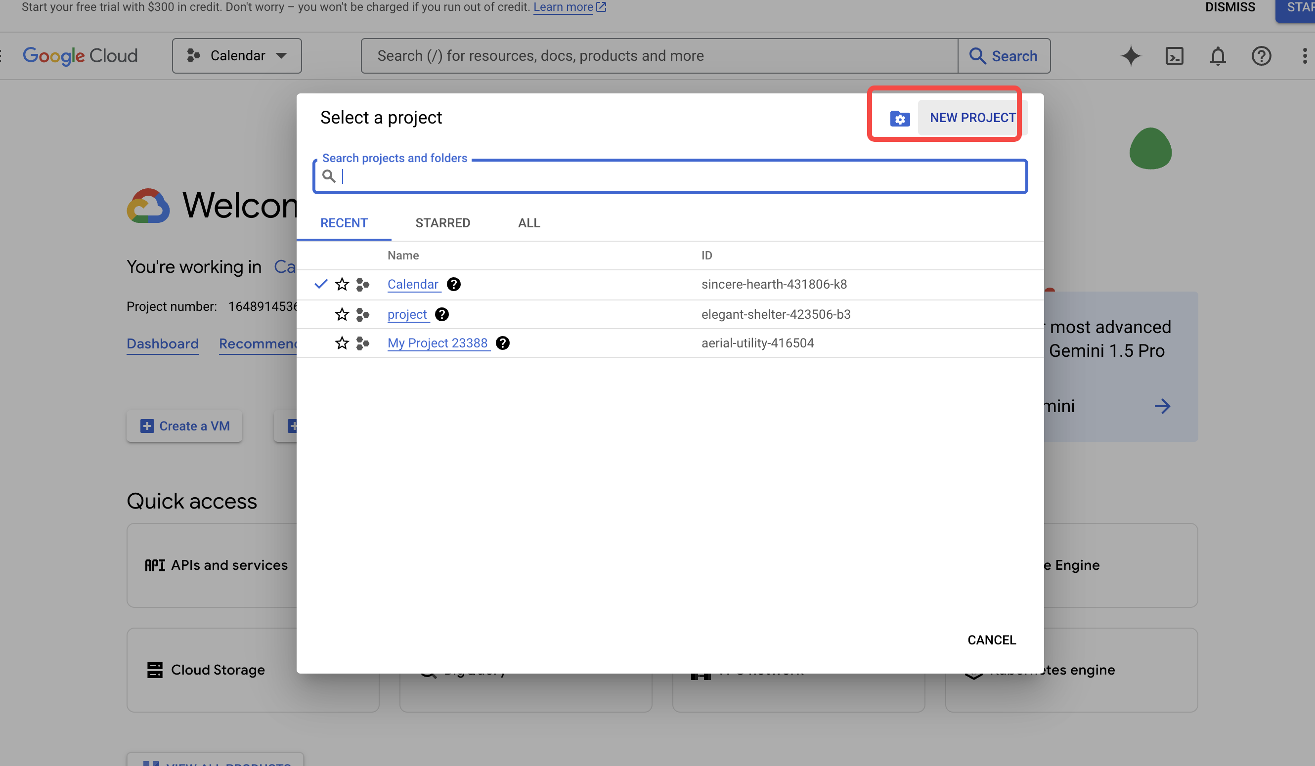 Create new Google Cloud project