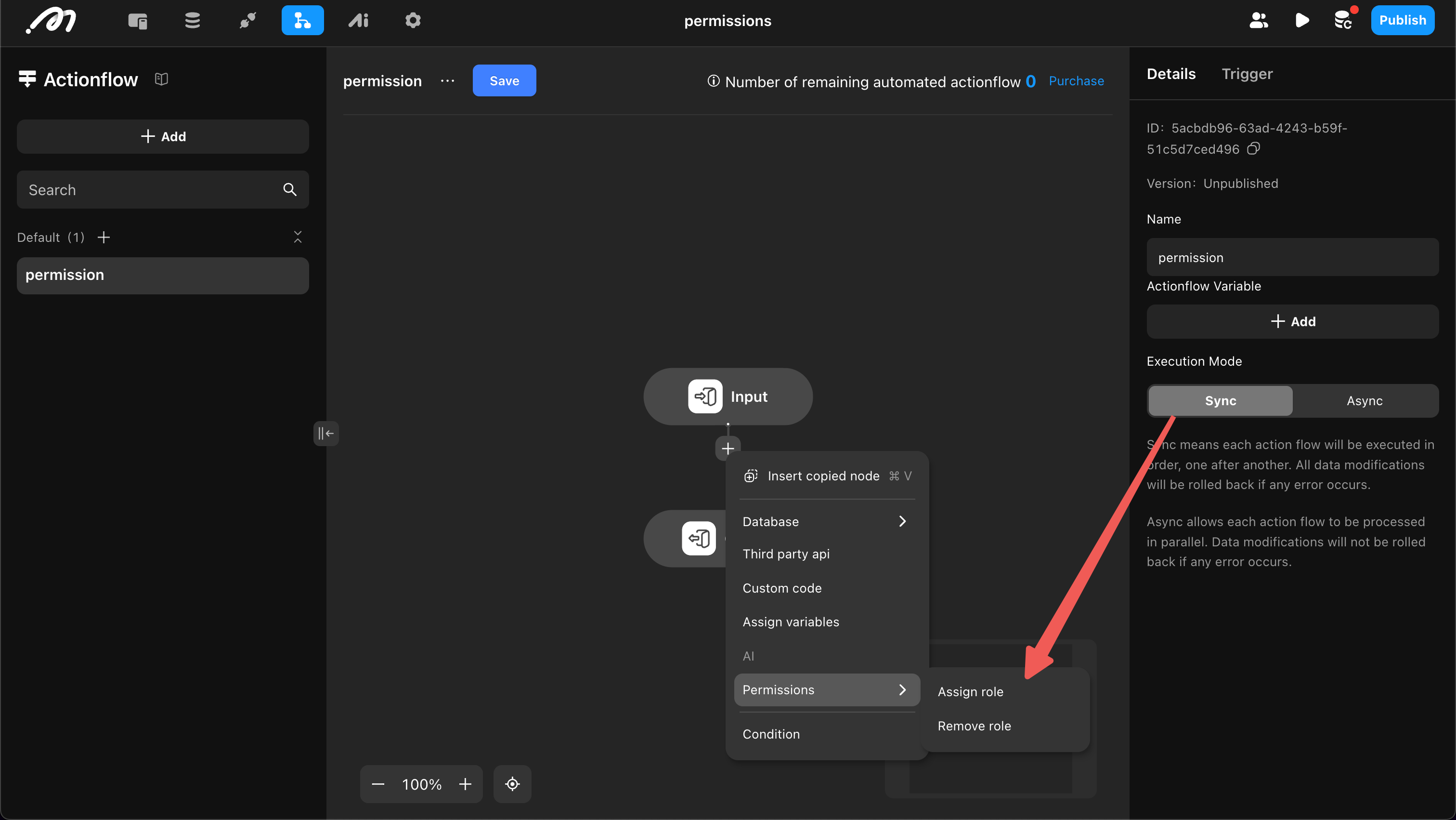 Actionflow role assignment example
