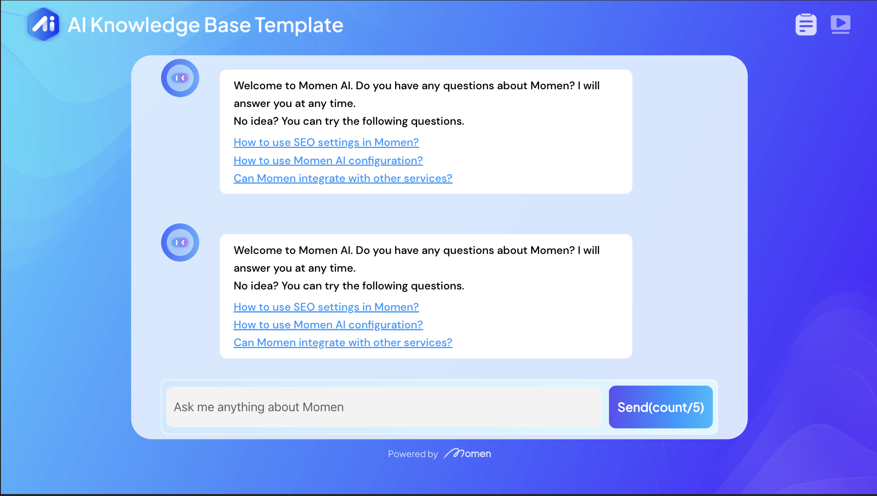 UI of an AI app in a no-code tool