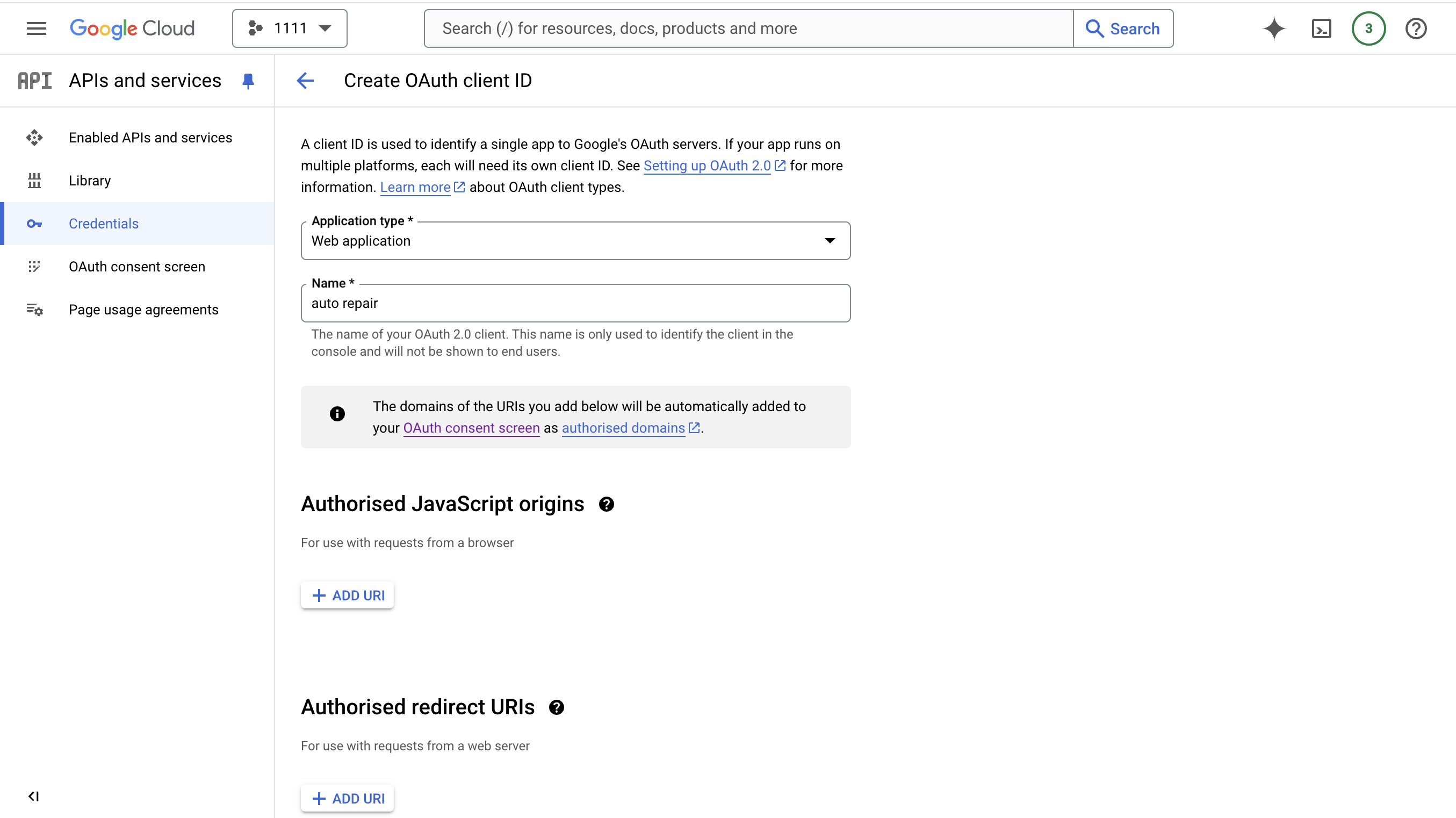 Download credentials JSON