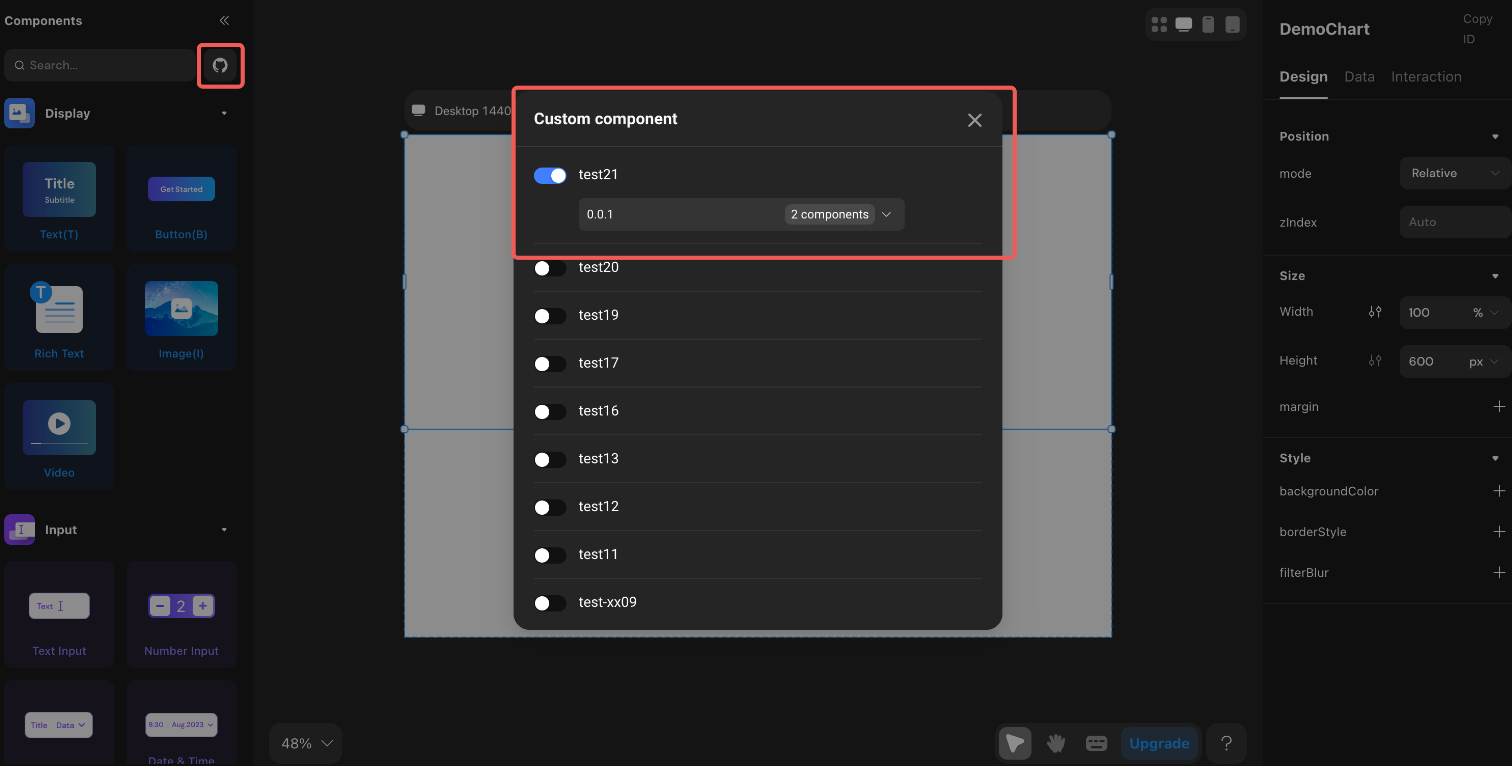 Import code component in Momen