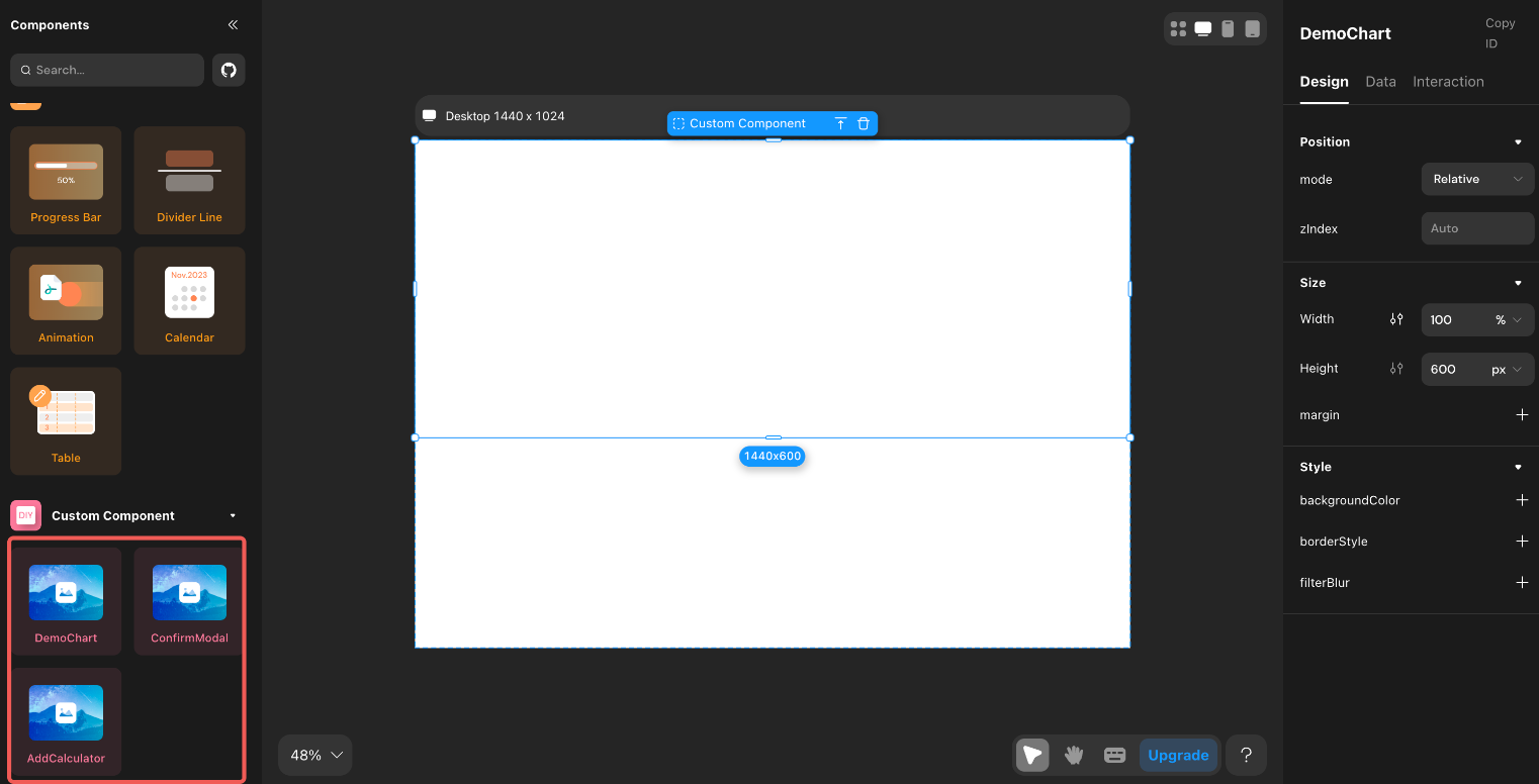 Code component in sidebar